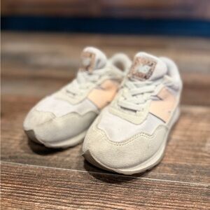 New Balance Kids Cream and Tan Sneakers